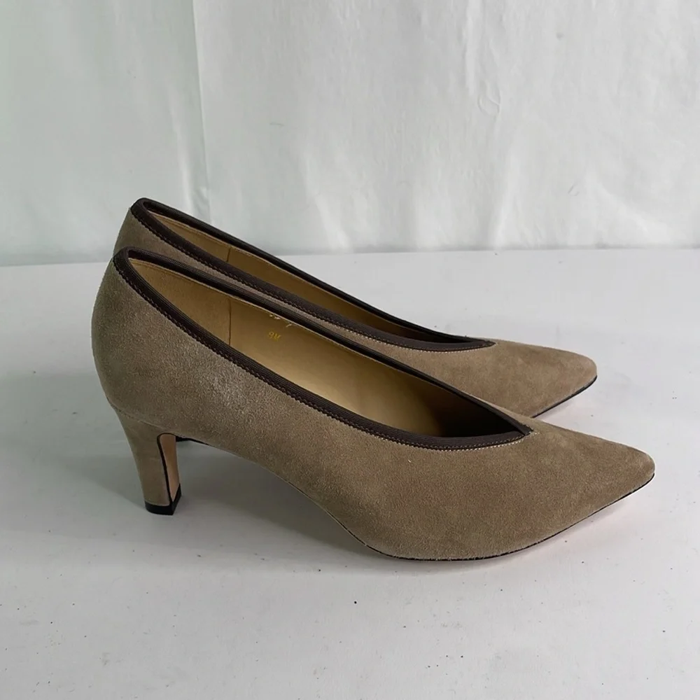 Nwob Vaneli tan and brown pointed toe suede pumps